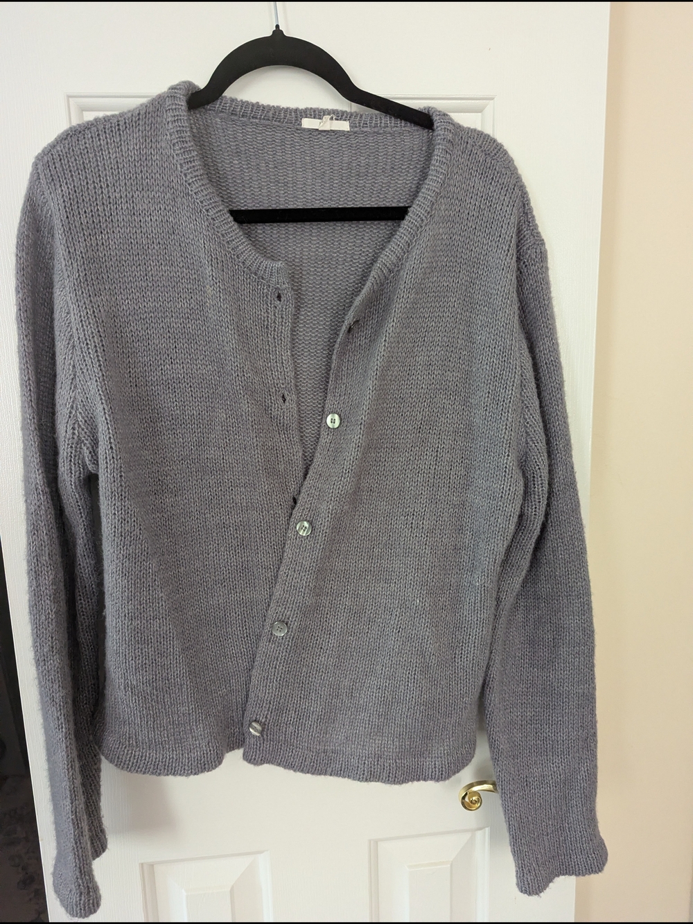 Gray Women's Button-Front Knit Cardigan